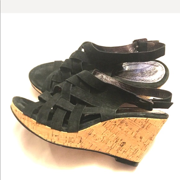 Jessica Bennet Resa wedge black leather sandals 👡 - Picture 6 of 9